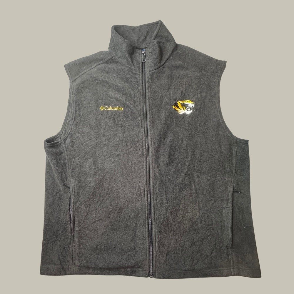 Missouri Columbia Fleece Vest Mens XL Black NCAA Football Mizzou XM1944 Columbia